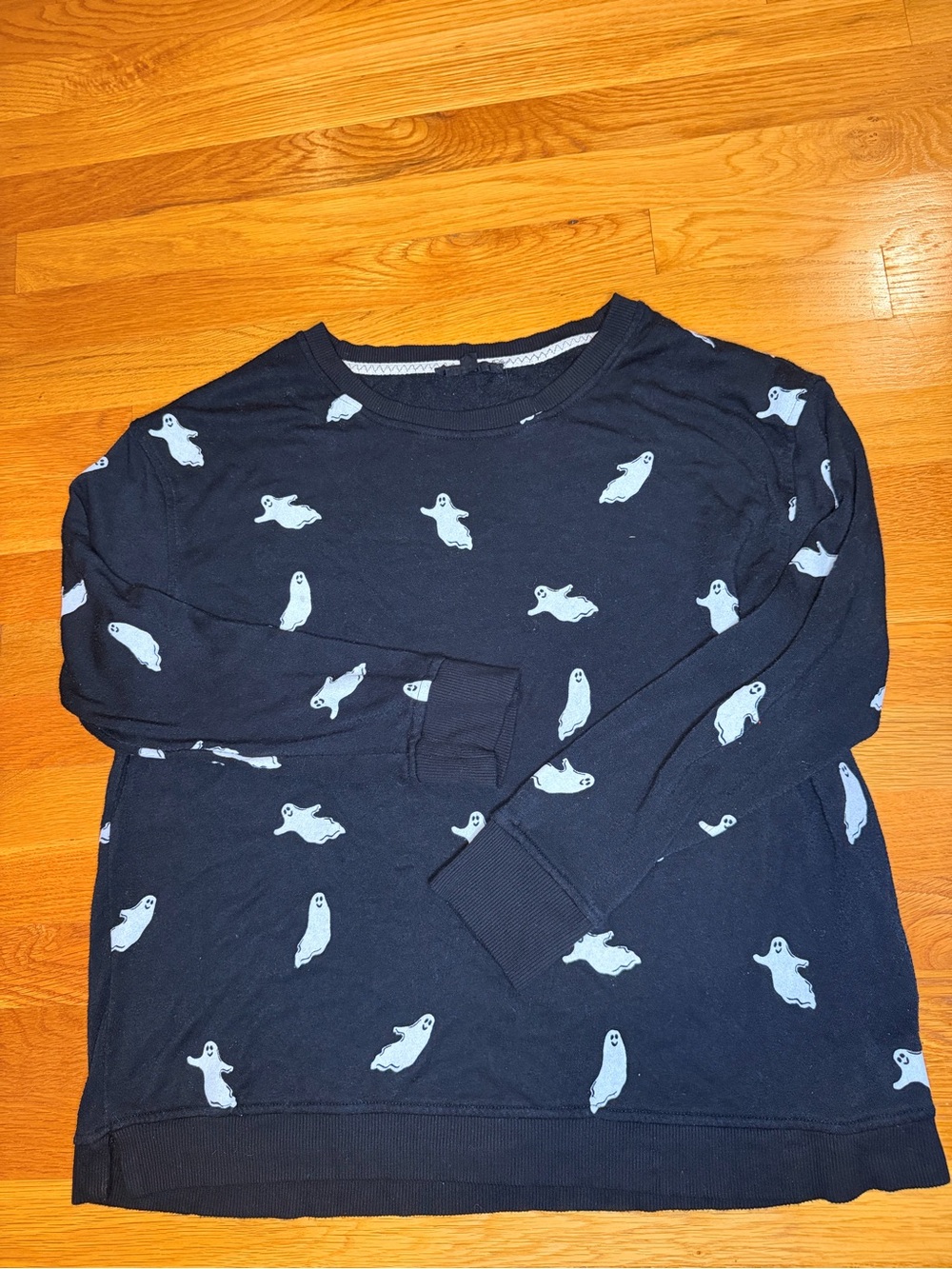 Jane and Delancey Black Ghost Print Halloween Sweatshirt Size XL